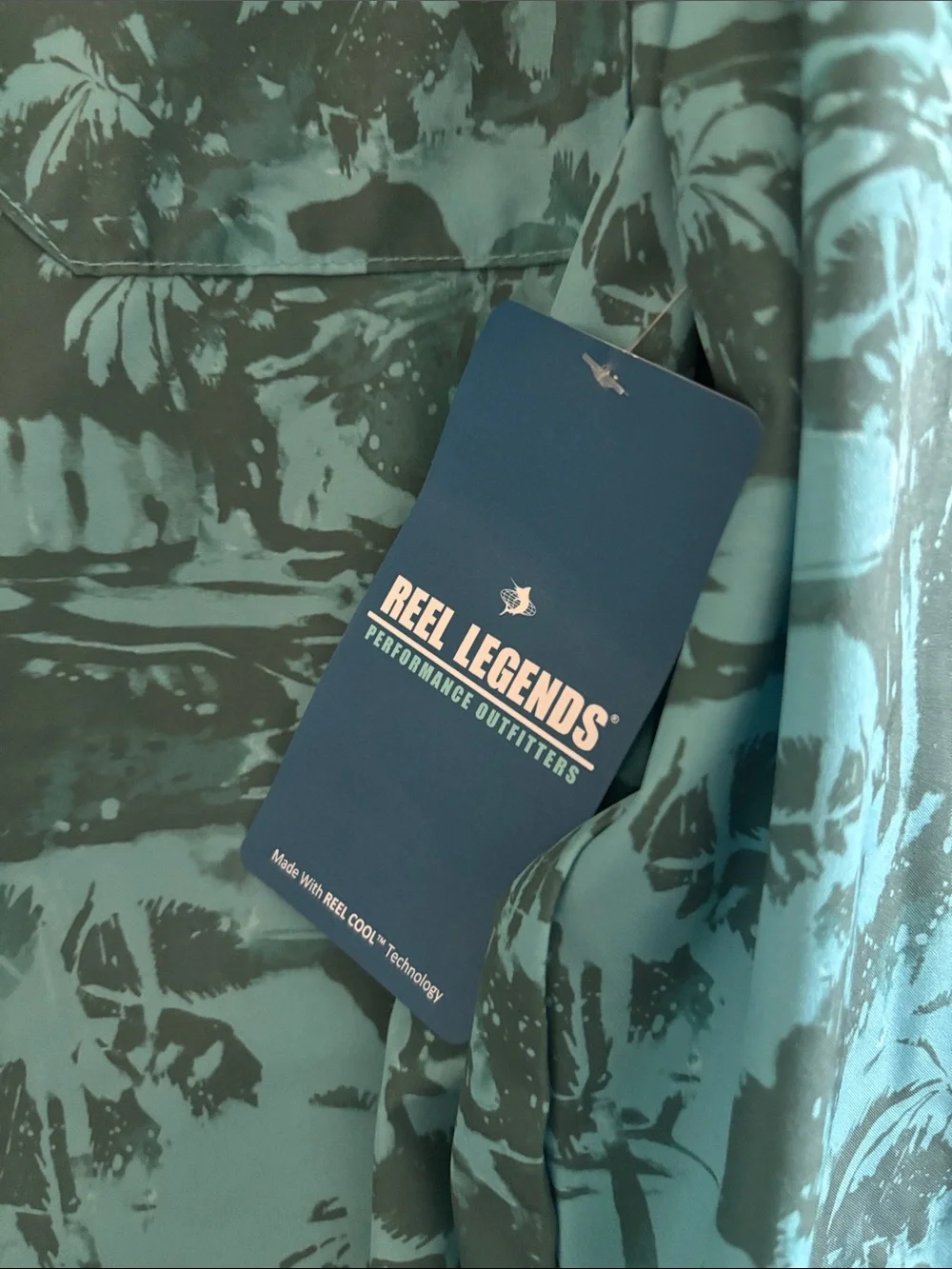 Reel Legends Men’s Teal and Dark Teal Printed Lightweight Shirt Jacket